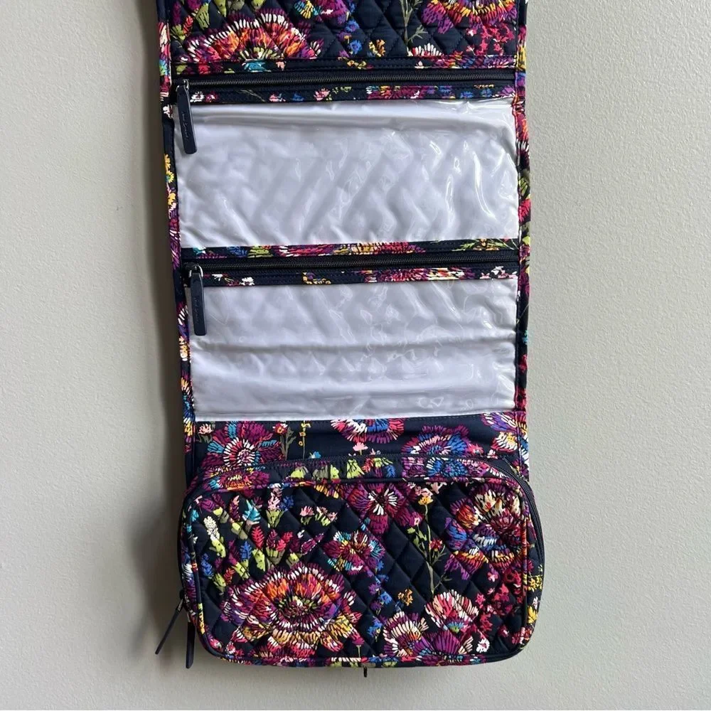 Vera Bradley Quilted Floral Hanging Organizer Travel Tote Bag in Navy